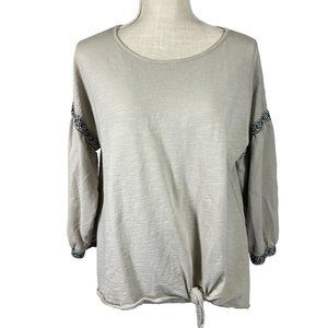 New Directions Medium Boho Tie Front Lightweight Sweatshirt